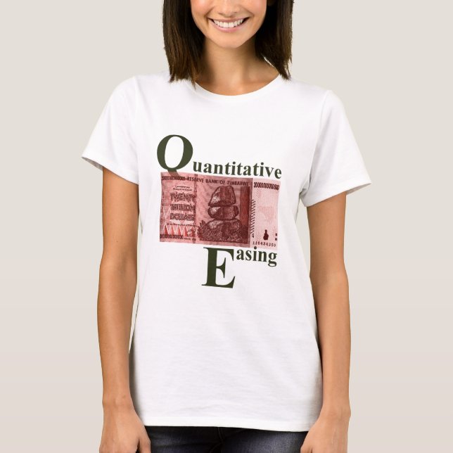 Funny Red Grey Quantitative Easing Zimbabwe T-Shirt (Front)
