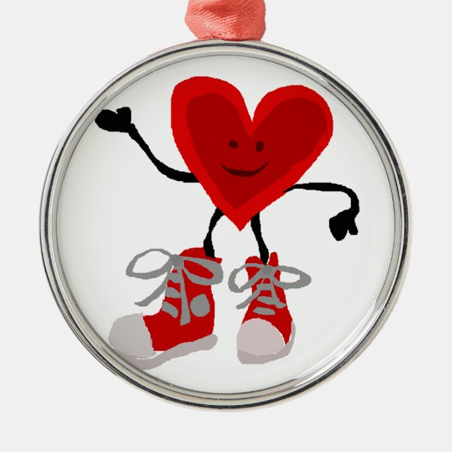 Funny Red Heart in Sneakers Cartoon Metal Tree Decoration (Front)