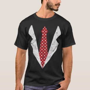 Funny Red Heart Tie With Blazer Costume Gift Valen T-Shirt