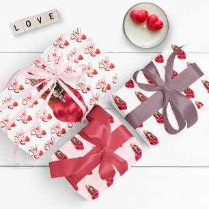 Funny Red Hearts Basset Dog Lover Valentine's Gift Wrapping Paper Sheet
