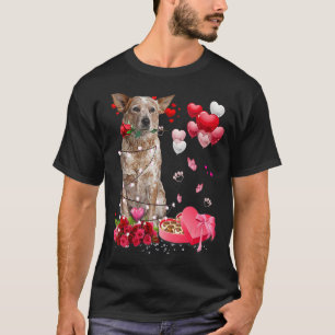 Funny Red Heeler Rose Heart Happy Valentine Day Do T-Shirt