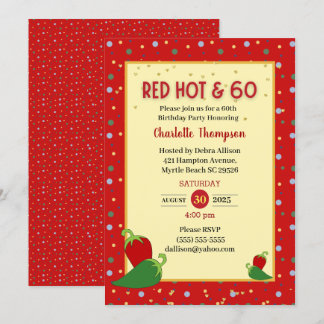 Funny Red Hot 60th Birthday Invitations