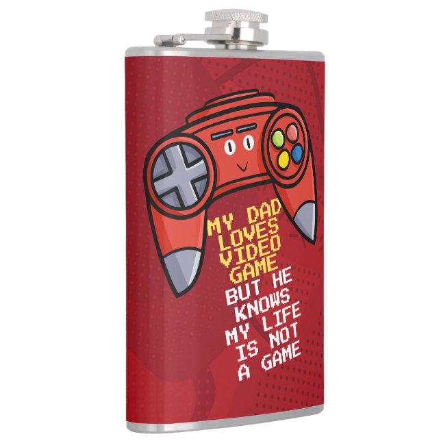 Funny Red Joystick Father's Day Greeting Hip Flask (Right)