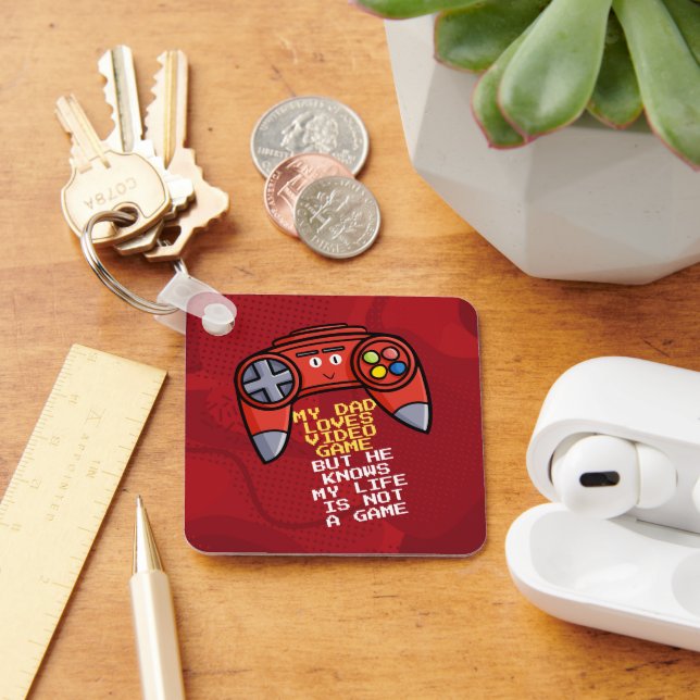Funny Red Joystick Father's Day Greeting Key Ring (Desk)