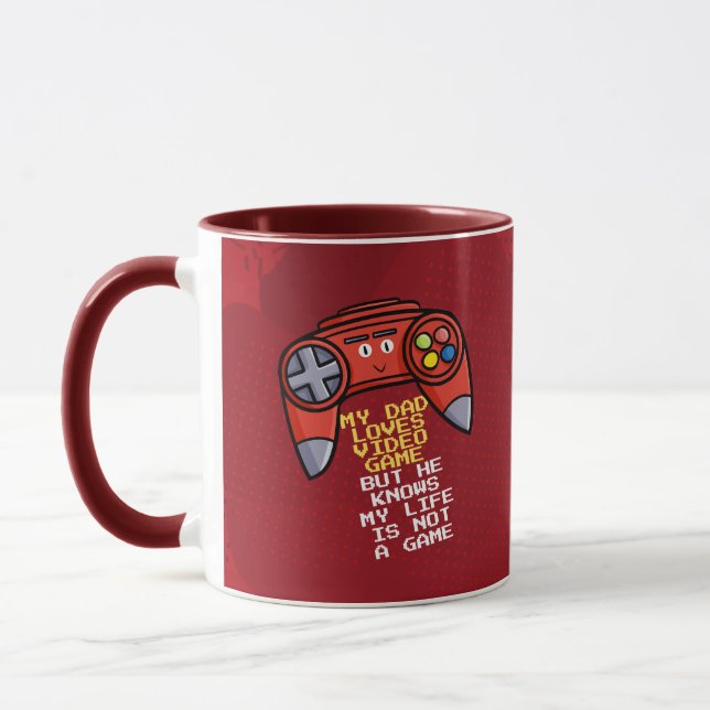Funny Red Joystick Father's Day Greeting Mug (Left)
