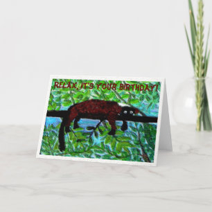 Funny Red Lemur Birthday Card