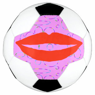 Funny Red Lips Circles Loops Football