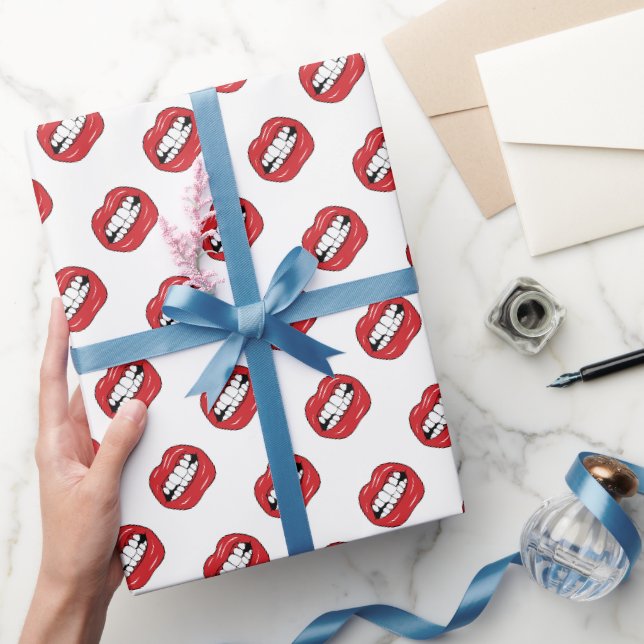 Funny Red Lips  Wrapping Paper (Gifting)