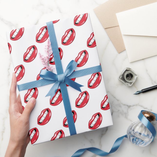 Funny Red Lips  Wrapping Paper (Gifting)