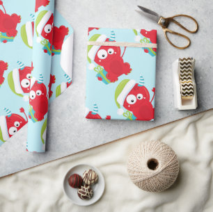 Funny Red Monster Christmas Wrapping Paper