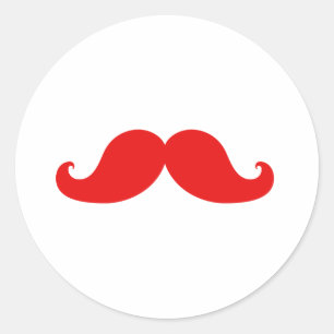 FUNNY RED MUSTACHE CLASSIC ROUND STICKER