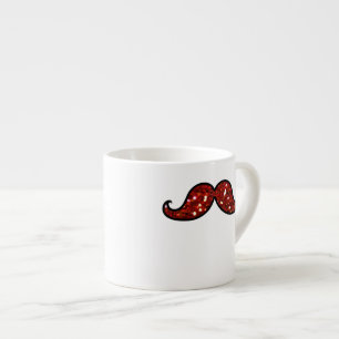FUNNY RED MUSTACHE PRINTED GLITTER ESPRESSO CUP