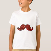 FUNNY RED MUSTACHE PRINTED GLITTER