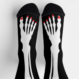 Funny Red nail Skeleton leg Halloween Party Socks