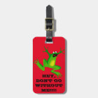 FUNNY RED + NEON GREEN FROG LUGGAGE TAG