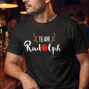 Funny Red Nose Reindeer Holiday Mens T-Shirt