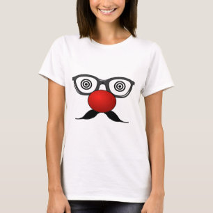 Funny Red Nose weird  eyes glasses moustache T-Shirt