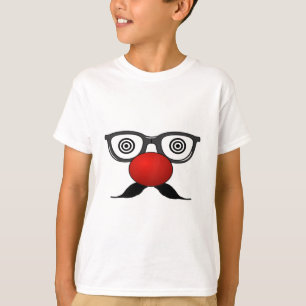 Funny Red Nose weird  eyes glasses moustache T-Shirt