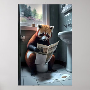 Funny Red Panda Bathroom Print Animals on Toilet