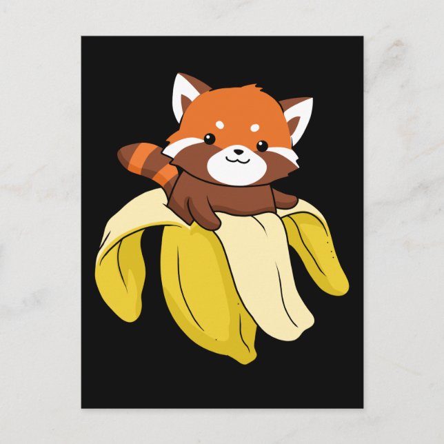 Funny Red Panda Gift Kids Banana Red Panda Postcard (Front)