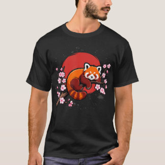 Funny Red Panda Kawaii Japanese Cherry Blossom T-Shirt