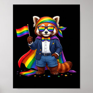 Funny Red Panda Lgbt Rainbow Lesbian Gay Pride Poster