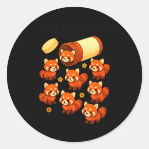 Funny Red Panda My Happy Lls Animal Lover Boys Gir Classic Round Sticker