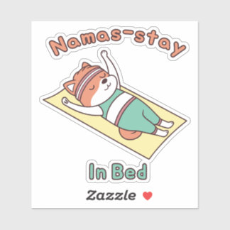 Funny Red Panda Namas-stay In Bed Yoga Pun Sticker