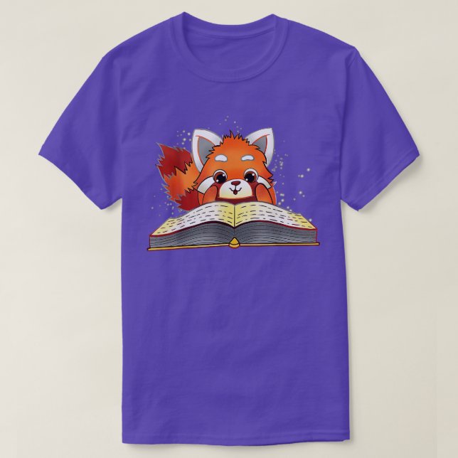 Funny Red Panda Reading T-Shirt (Design Front)