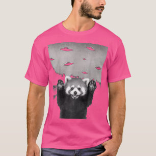 Funny Red Panda Selfie In Alien Ufo Invasion T-Shirt