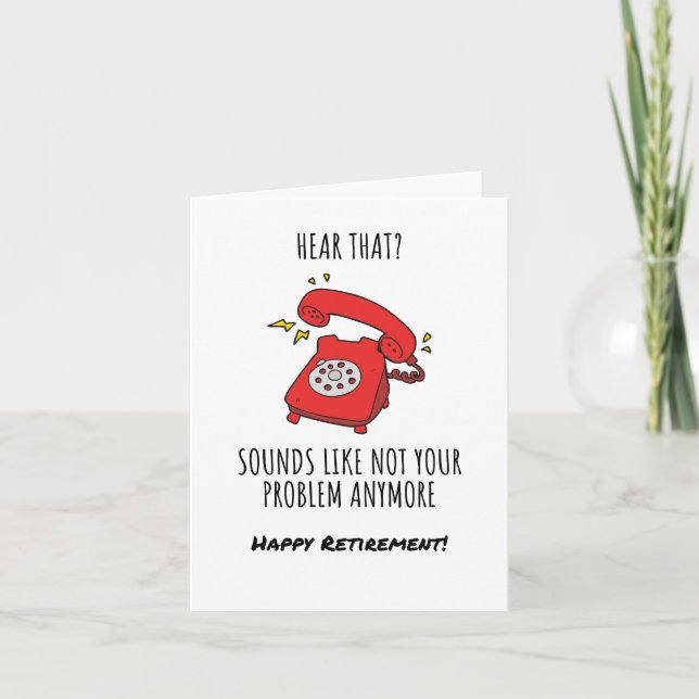Funny Red Phone Retirement Card Illustration (Front)