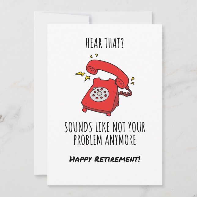 Funny Red Phone Retirement Card Illustration (Front)