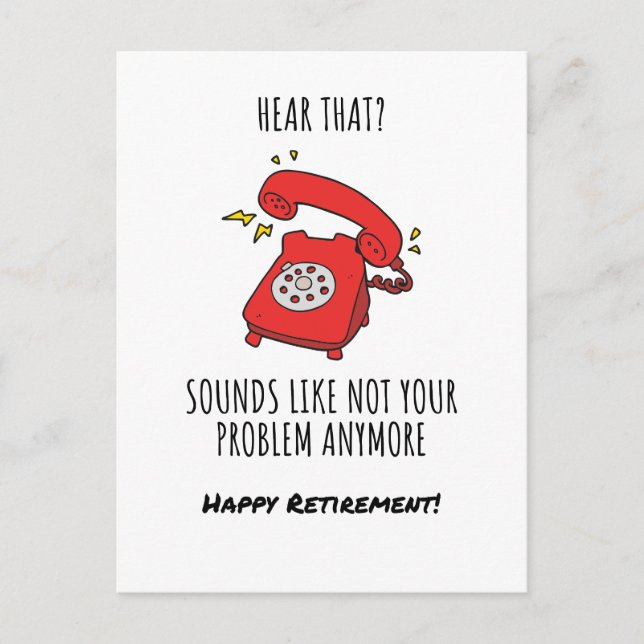 Funny Red Phone Retirement Card Illustration (Front)