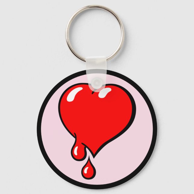 Funny Red Pink Bleeding Heart Liberal Pop Art Key Ring (Front)