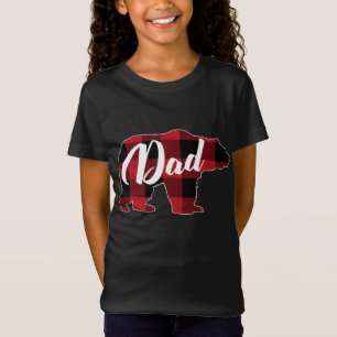 Funny Red Plaid Buffalo Bear Apparel, Dad Pajama T-Shirt