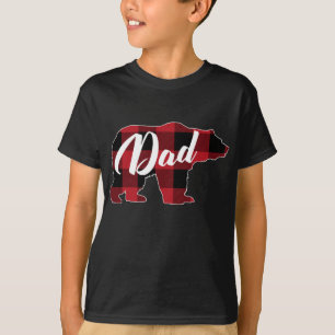 Funny Red Plaid Buffalo Bear Apparel, Dad Pajama T-Shirt