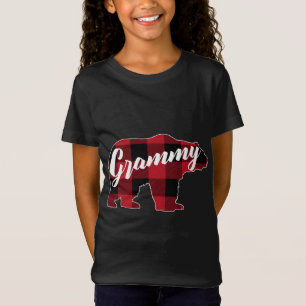Funny Red Plaid Buffalo Bear Apparel, Fun Grammy P T-Shirt