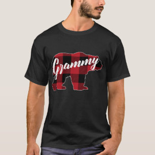Funny Red Plaid Buffalo Bear Apparel, Fun Grammy P T-Shirt