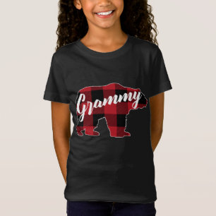 Funny Red Plaid Buffalo Bear Apparel, Fun Grammy P T-Shirt