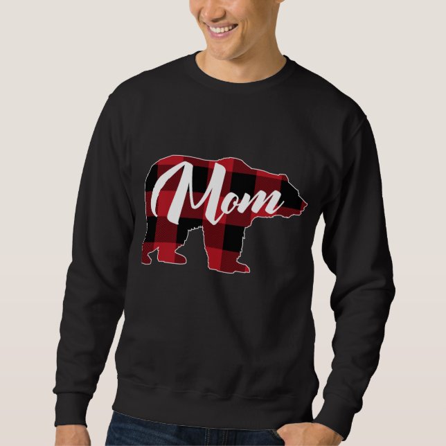 Funny Red Plaid Buffalo Bear Apparel, Fun Mum Paja Sweatshirt (Front)