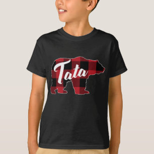 Funny Red Plaid Buffalo Bear Apparel, Fun Tata Paj T-Shirt