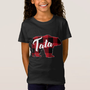 Funny Red Plaid Buffalo Bear Apparel, Fun Tata Paj T-Shirt
