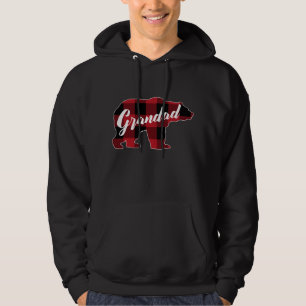 Funny Red Plaid Buffalo Bear Apparel, Grandad Paja Hoodie
