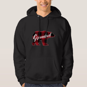 Funny Red Plaid Buffalo Bear Apparel, Grandad Paja Hoodie