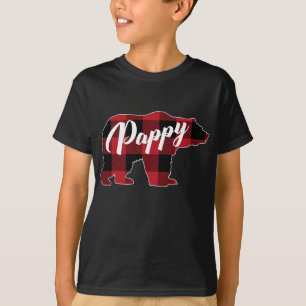 Funny Red Plaid Buffalo Bear Apparel, Pappy Pajama T-Shirt
