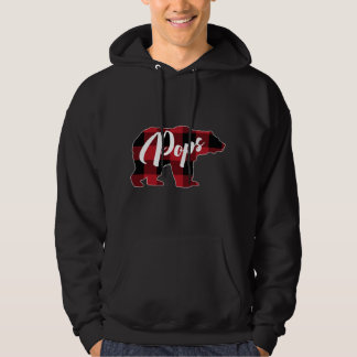 Funny Red Plaid Buffalo Bear Apparel, Pops Pajama Hoodie
