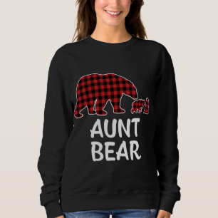 Funny Red Plaid Christmas Pajama Aunt Bear Matchin Sweatshirt