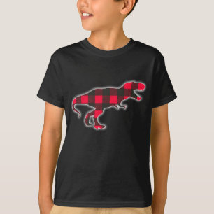 Funny Red Plaid Dinosaur Matching Buffalo Family P T-Shirt