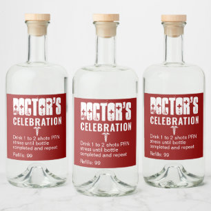Funny Red Prescription Doctor Celebration Liquor Bottle Label