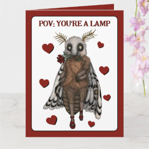 Funny Red Romantic Moth to a Flame Anniversary Card